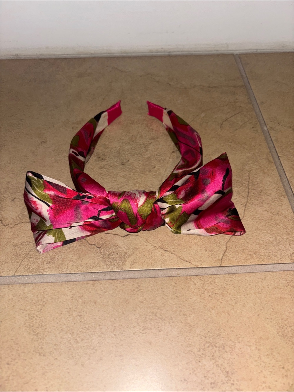 Floral Pink Bow Headband